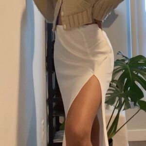 Danielle Bernstein White 90s Satin Midi Slip Skirt NWT